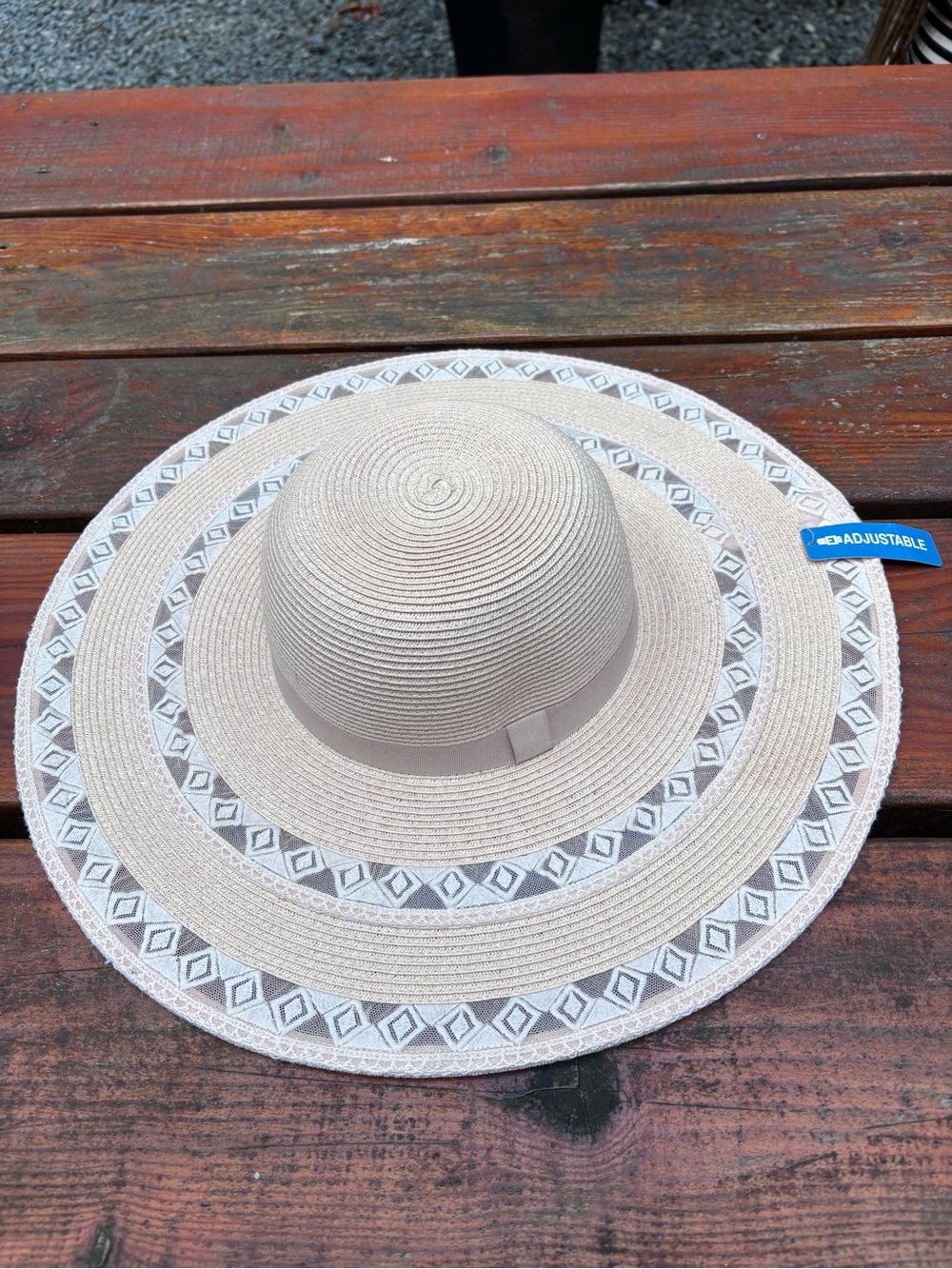 San Diego Hat Company Pale Pink Woven Sun Hat with Subtle Blue Trim